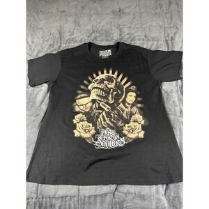 Dyse One Mens Pray For Us Sinners Skull Roses Graphic T-Shirt Black 2XL 6601